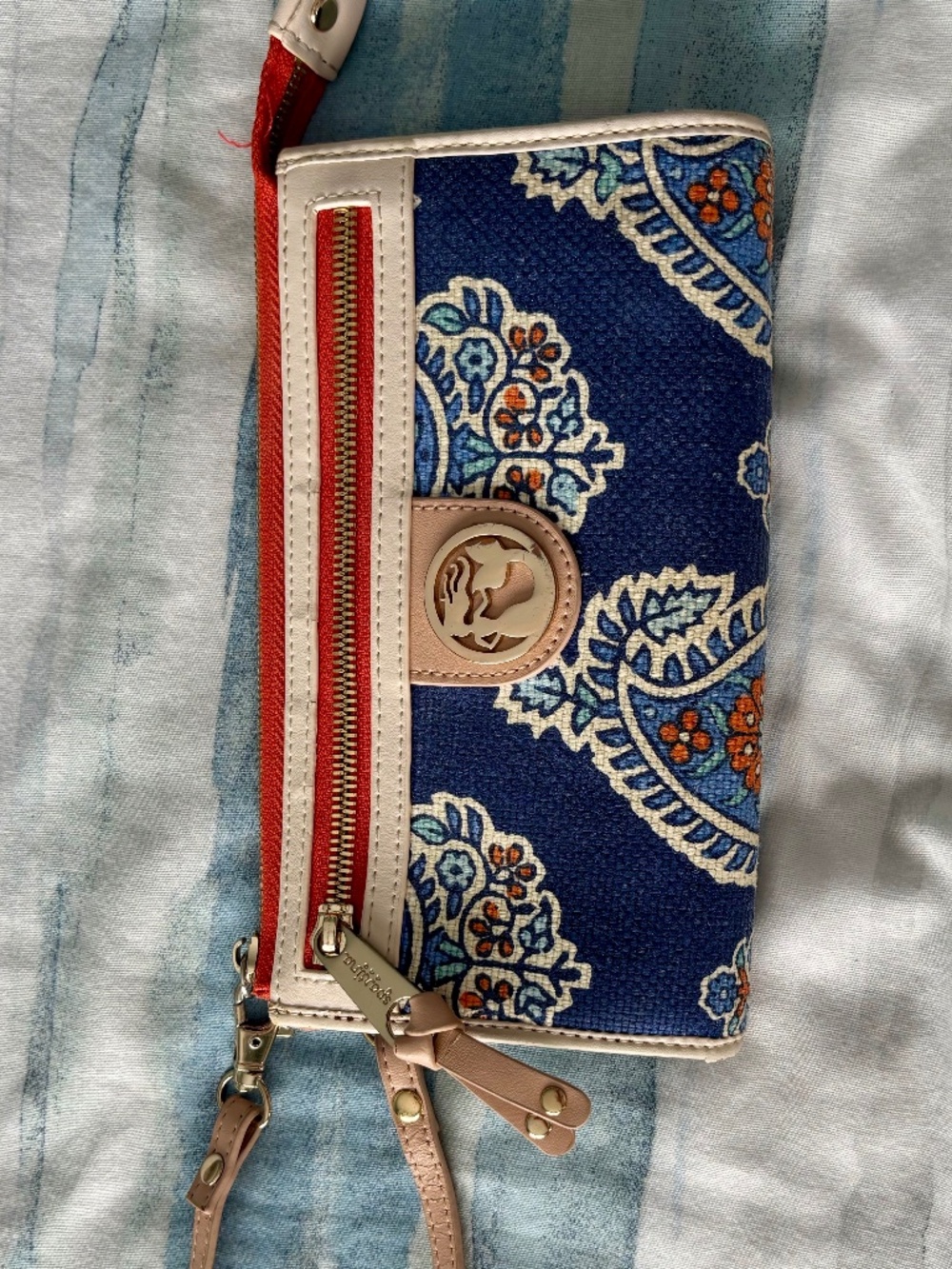 Spartina Canvas Navy Blue Wristlet/Wallet